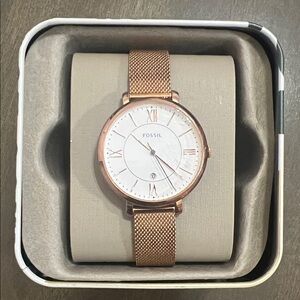 Fossil Rose Gold Mesh Strap Watch